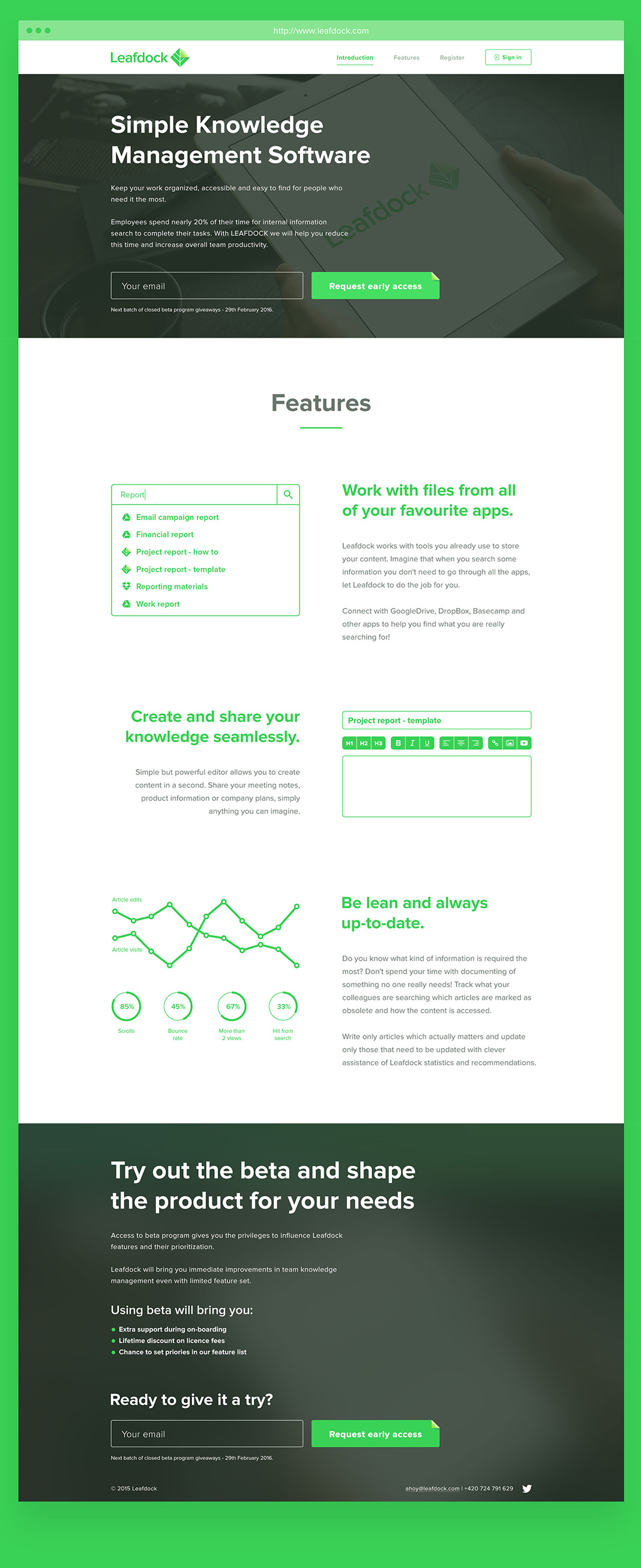 Leafdock landing page